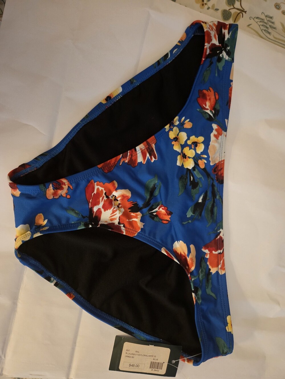 Lauren Ralph Lauren Blue Floral Bikini Bottoms with Multicolor Print